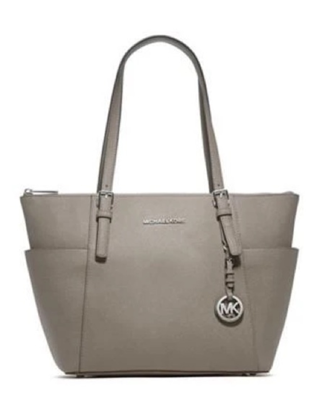 Michael Michael Kors EAST WEST JET SET SAFFIANO TOP ZIP TOTE Grey Leather